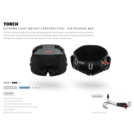 Trapez Prolimit Windsurf Seat Harness Torch Black Orange 2024